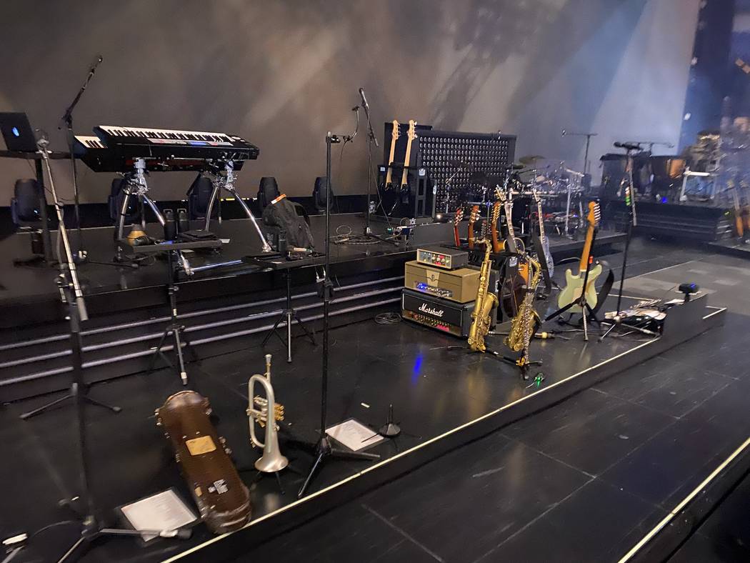 A pre-show look at the staging for Celine Dion's show at Bridgestone Arena in Nashville on Mond ...