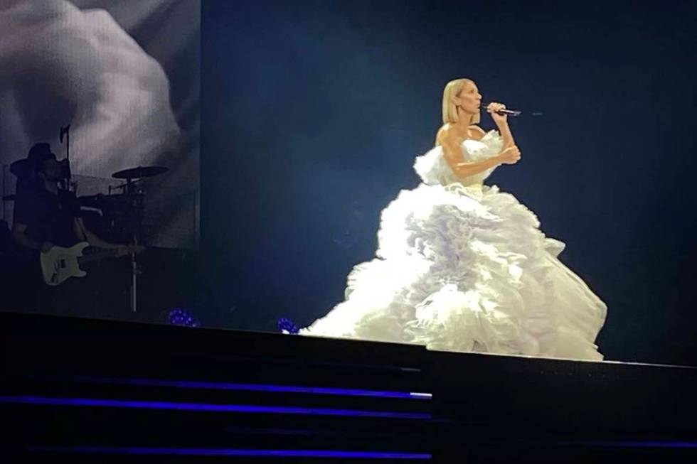 Celine Dion is shown performing at Bridgestone Arena in Nashville on Monday, Jan. 13, 2020. (Jo ...