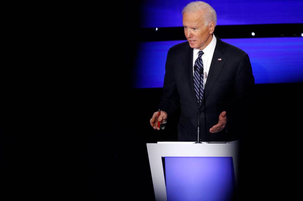 Democratic presidential candidate former Vice President Joe Biden speaks, Tuesday, Jan. 14, 202 ...
