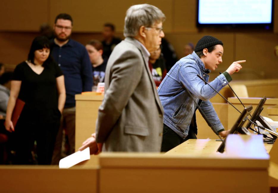 Samuel Blasco of Las Vegas speaks at a Las Vegas City Council meeting Wednesday, Jan. 15, 2020, ...