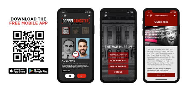 Screenshots of The Mob Museum’s new mobile app. (Photos courtesy of The Mob Museum)