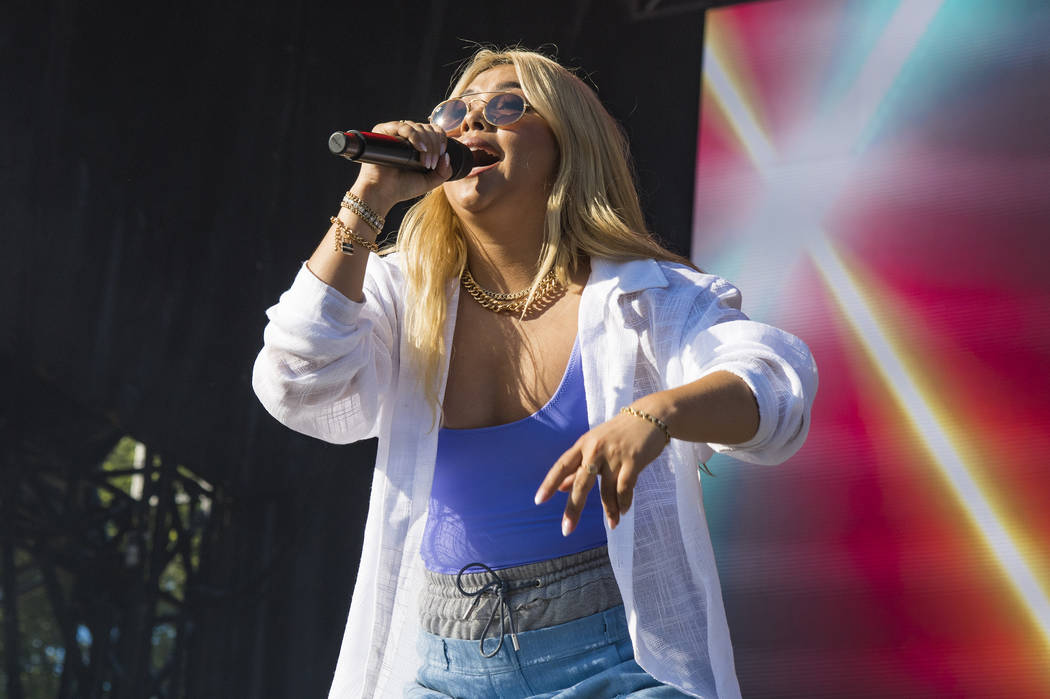 Hayley Kiyoko performs on day one of Lollapalooza in Grant Park on Thursday, Aug. 1, 2019, in C ...