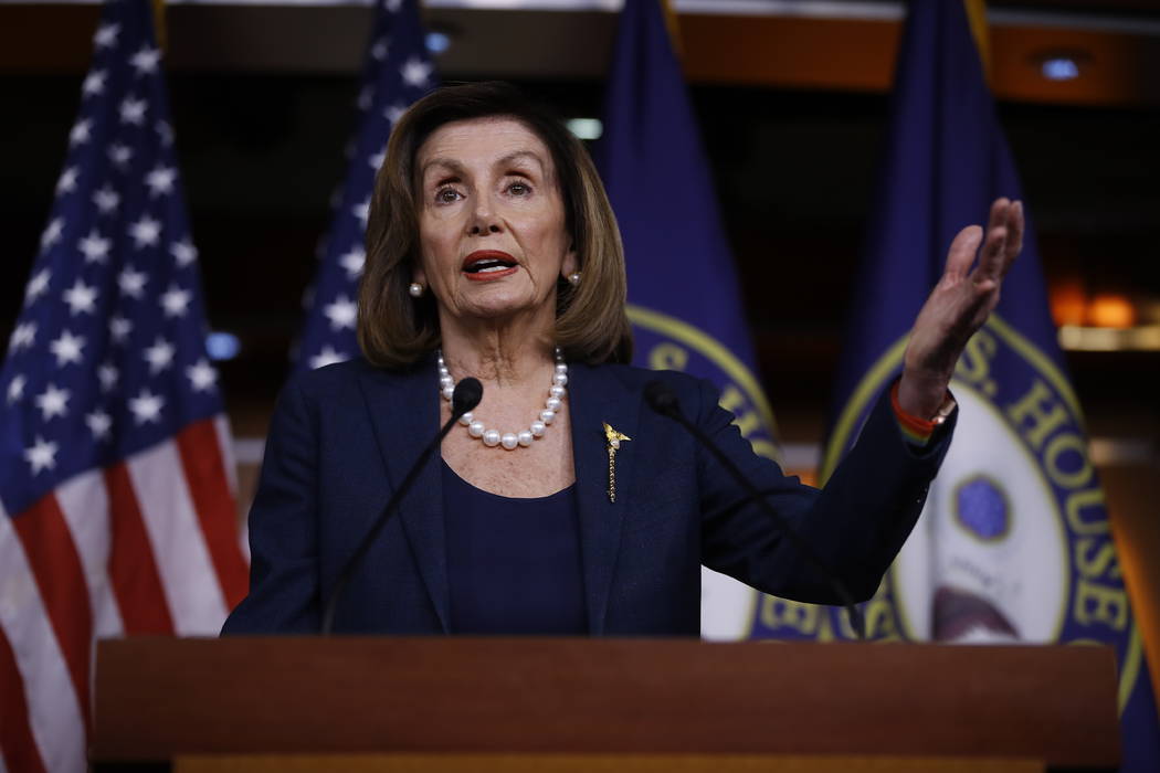 Speaker of the House Nancy Pelosi of Calif., speaks during a news conference, on Capitol Hill i ...