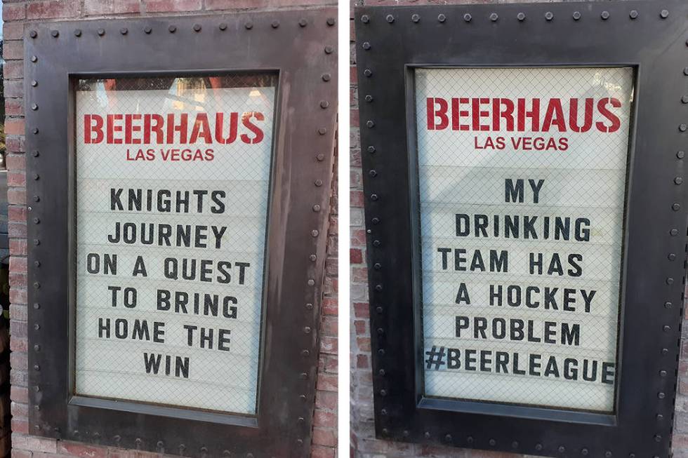 Marquee signs outside Beerhaus on Thursday, Jan. 16, 2020, in Las Vegas. (Tony Garcia/Las Vegas ...