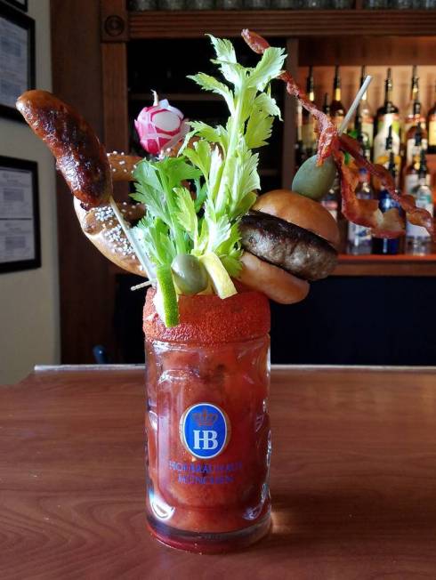 The Rand und Band bloody mary at Hofbrähaus in Las Vegas. (Heidi Knapp Rinella/Las Vegas Revie ...