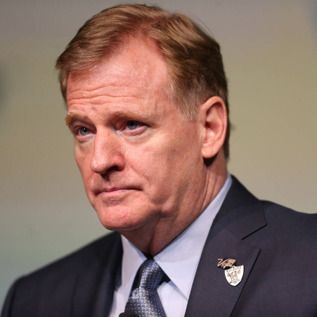 NFL Commissioner Roger Goodell participates during the Las Vegas Metro Chamber of Commerce's Pr ...