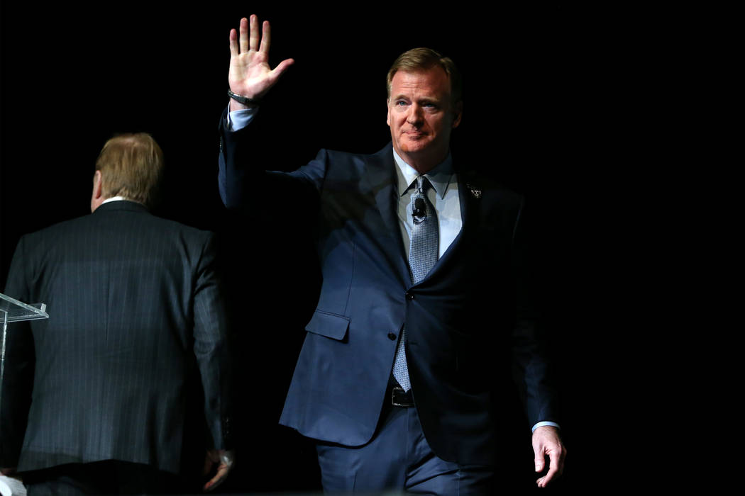 NFL Commissioner Roger Goodell takes the stage during the Las Vegas Metro Chamber of Commerce's ...