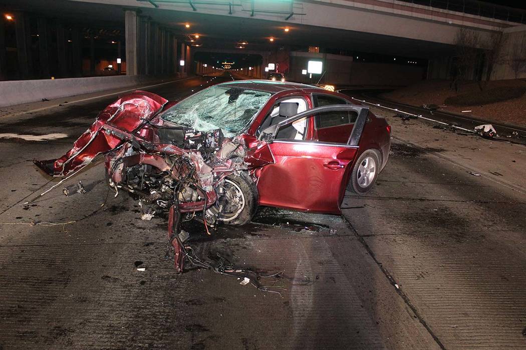 A Chevy Cruz was involved in a fatal, wrong-way crash on Paradise Road near McCarran Internatio ...