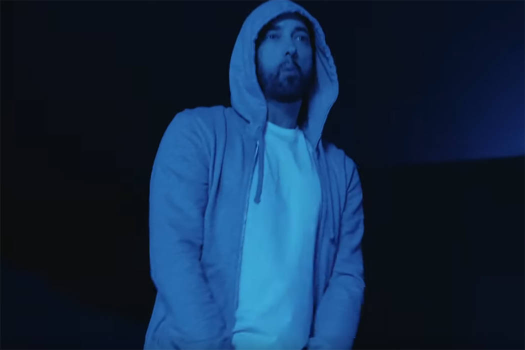Eminem is seen in a screenshot from his new "Darkness" music video. (Eminem/YouTube)