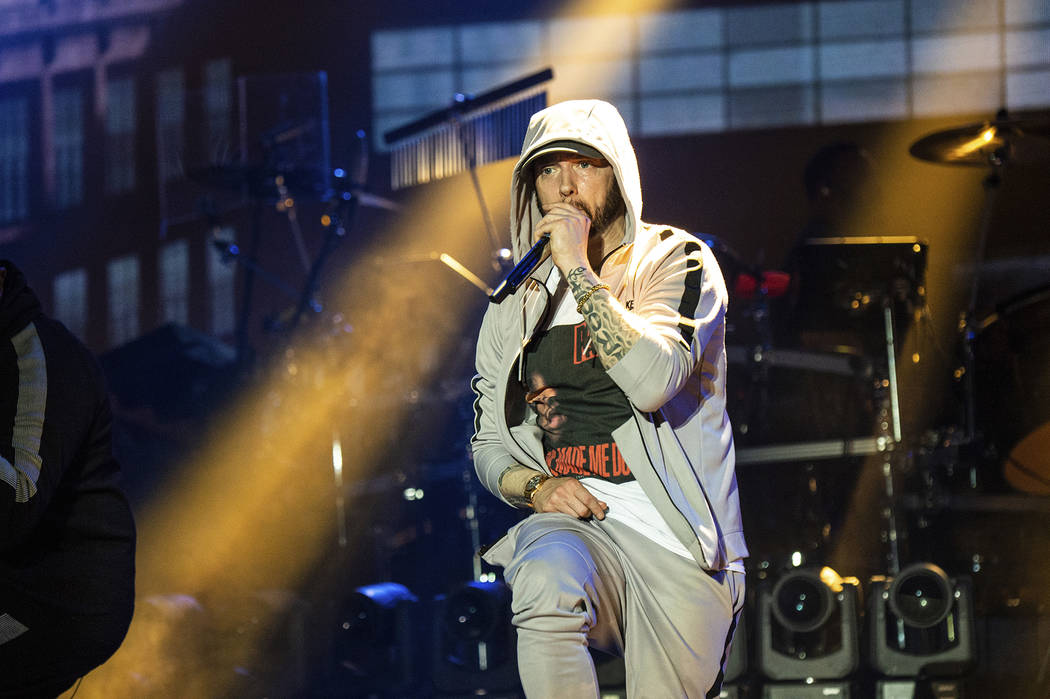 Eminem performs at the Bonnaroo Music and Arts Festival on Saturday, June 9, 2018, in Mancheste ...