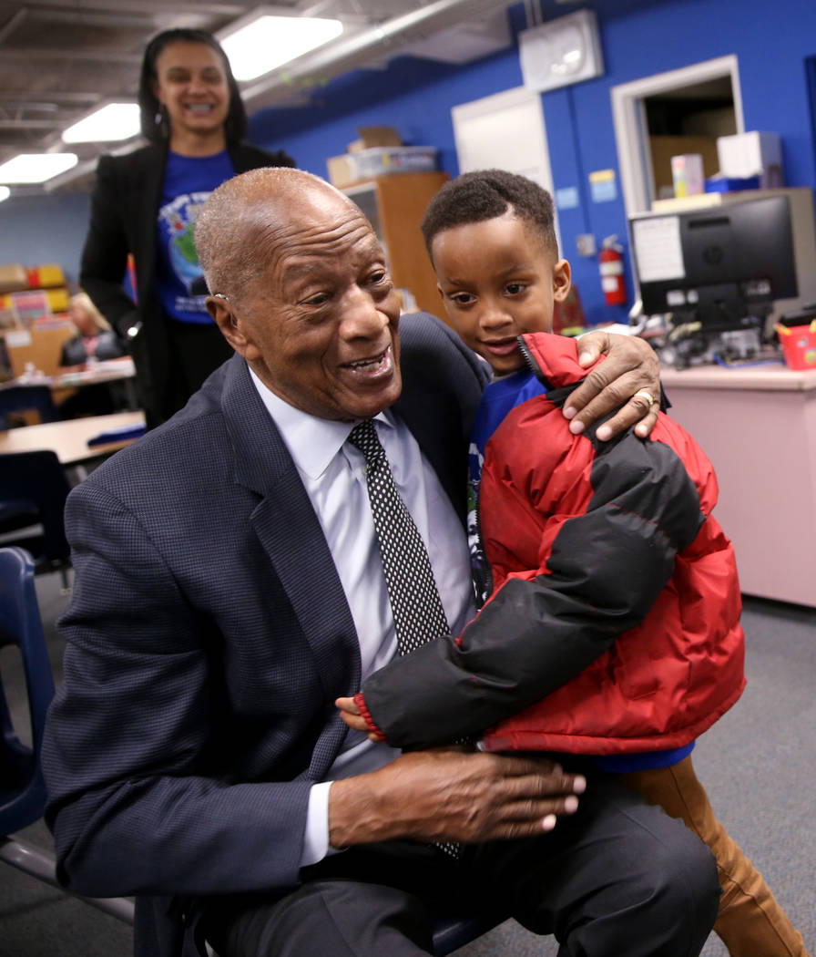 Robert Green, 86, a Las Vegas resident and close confidante of Martin Luther King Jr., greets f ...