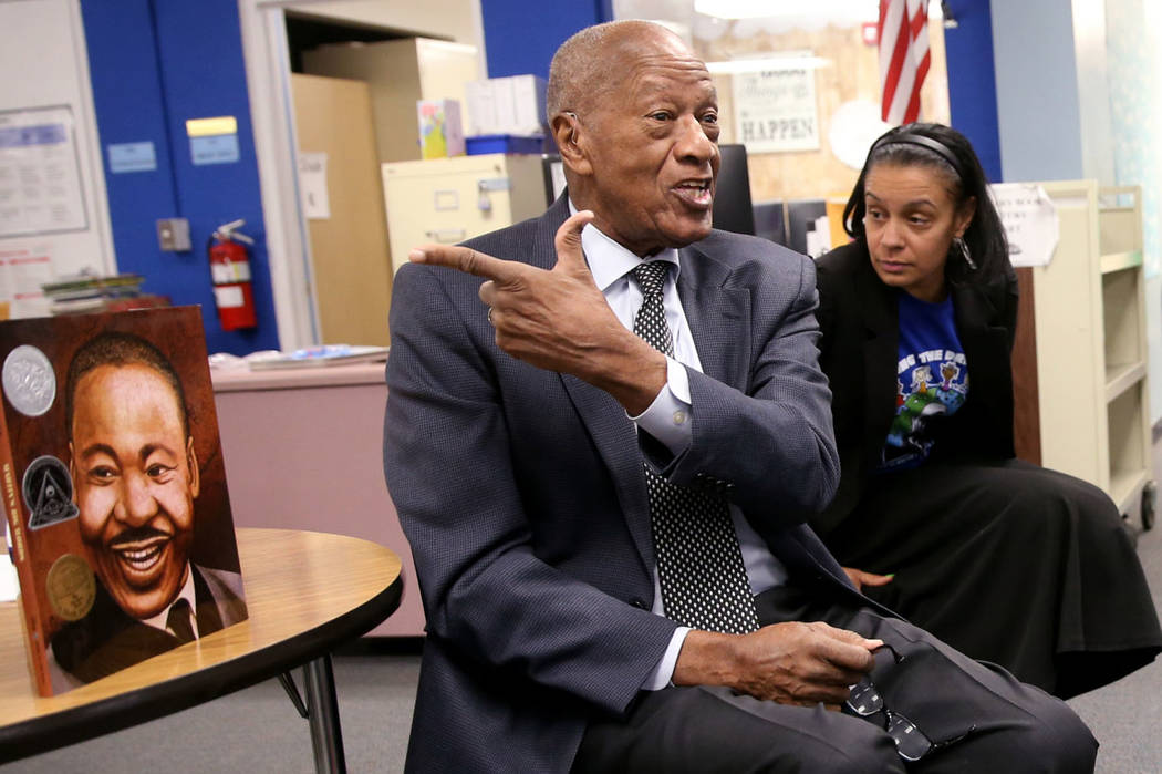 Robert Green, 86, a Las Vegas resident and close confidante of Martin Luther King Jr., talks to ...