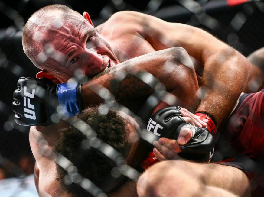 Aleksei Oleinik, above, fights Maurice Greene during their heavyweight bout at UFC 246 at T-Mob ...