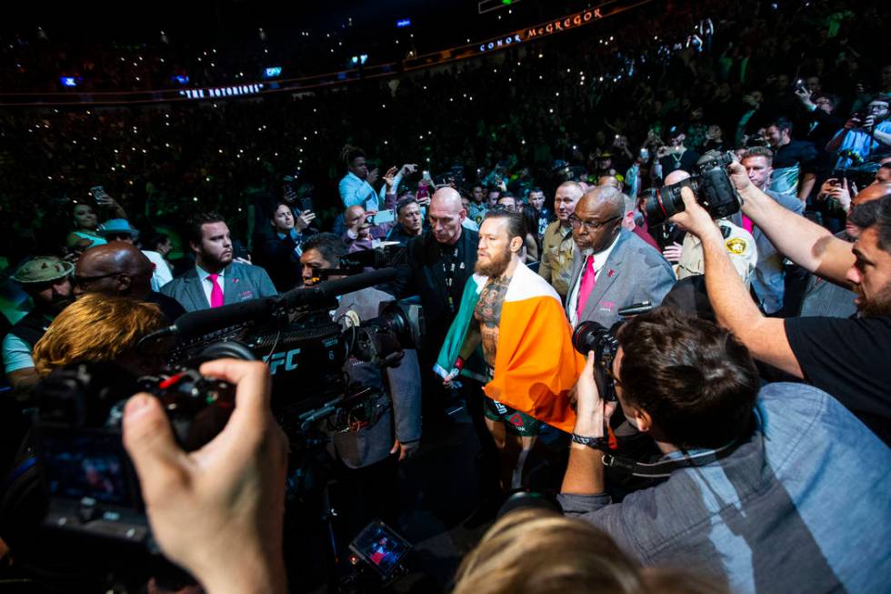 Conor McGregor enters the arena for his fight against Donald "Cowboy" Cerrone at UFC ...