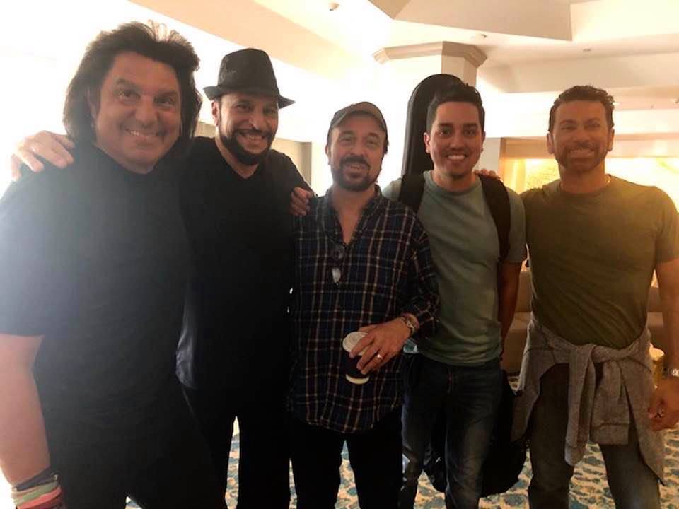 Las Vegas entertainer Dennis Blair, middle, is shown with members of the Bronx Wanderers, from ...