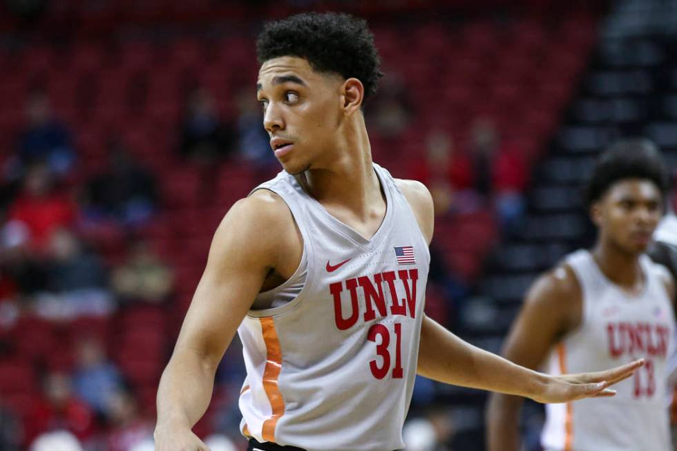 UNLV Rebels guard Marvin Coleman (31) enters the court during the second half of a basketball g ...