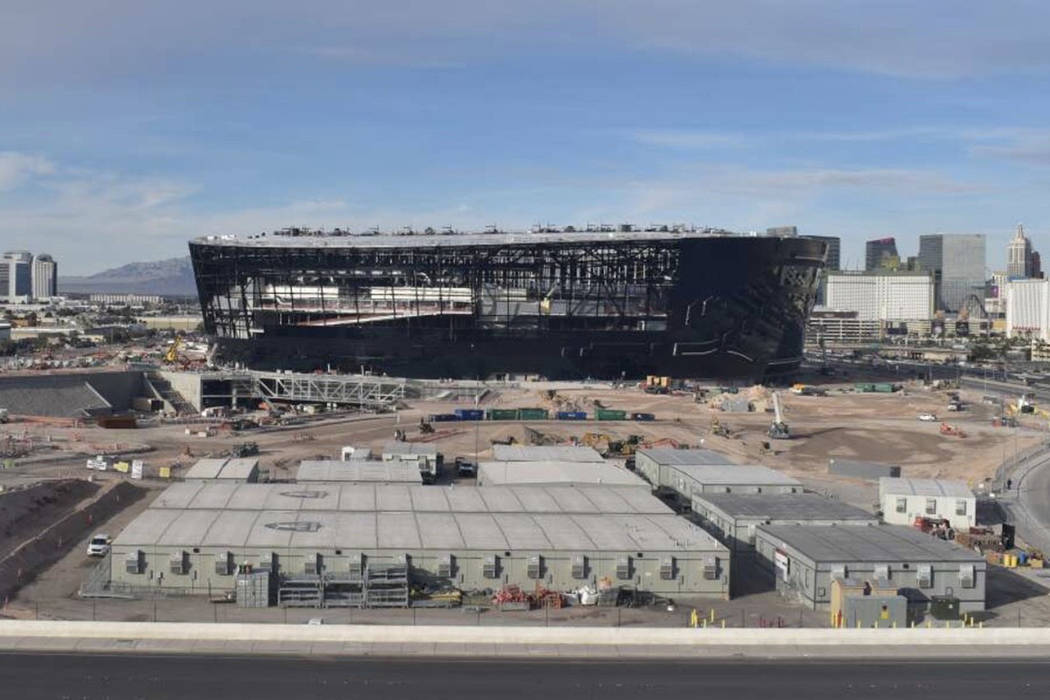 The Raiders are prepping to remove the "trailer city" of offices off the Allegiant Stadium cons ...