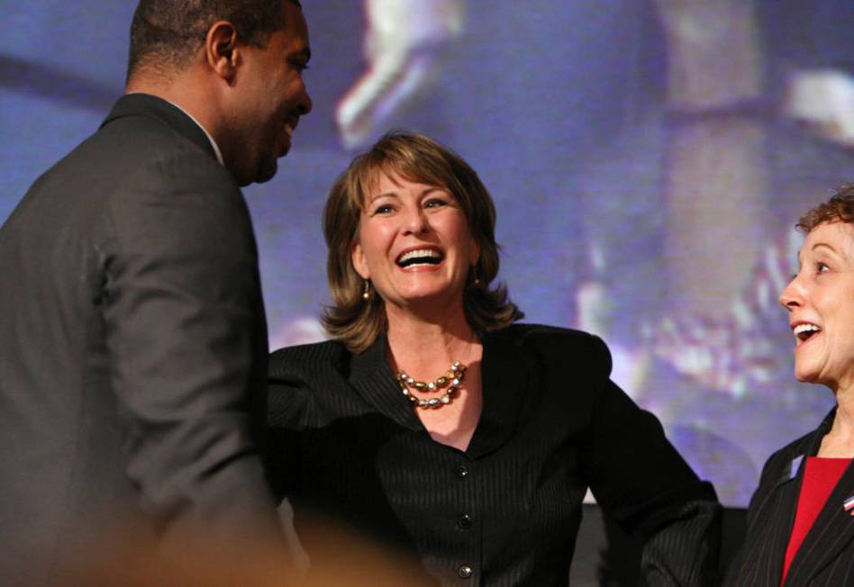 From left, state Sen. Steven Horsford, D-Las Vegas, state Sen.-elect Allison Copening and state ...