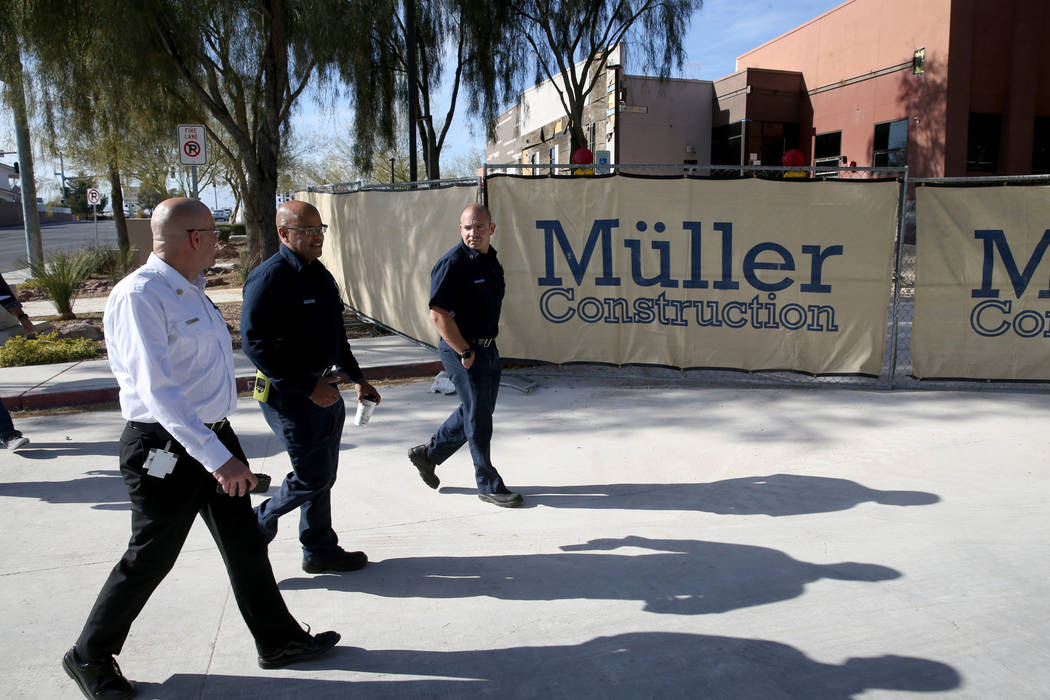 North Las Vegas Fire Chief Joseph Calhoun, from left, Public Information Officer Anthony " ...