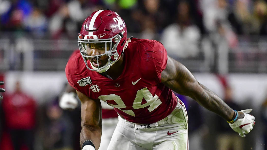 Alabama linebacker Terrell Lewis in an NCAA football game Saturday, Nov. 9, 2019, in Tuscaloosa ...