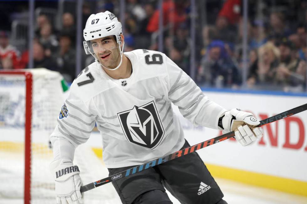 Vegas Golden Knights forward Max Pacioretty plays in an NHL hockey All Star semifinal game Satu ...