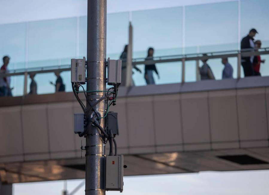 A small cell site is installed on a telephone pole on Sands Avenue on Friday, Jan. 31, 2020, in ...