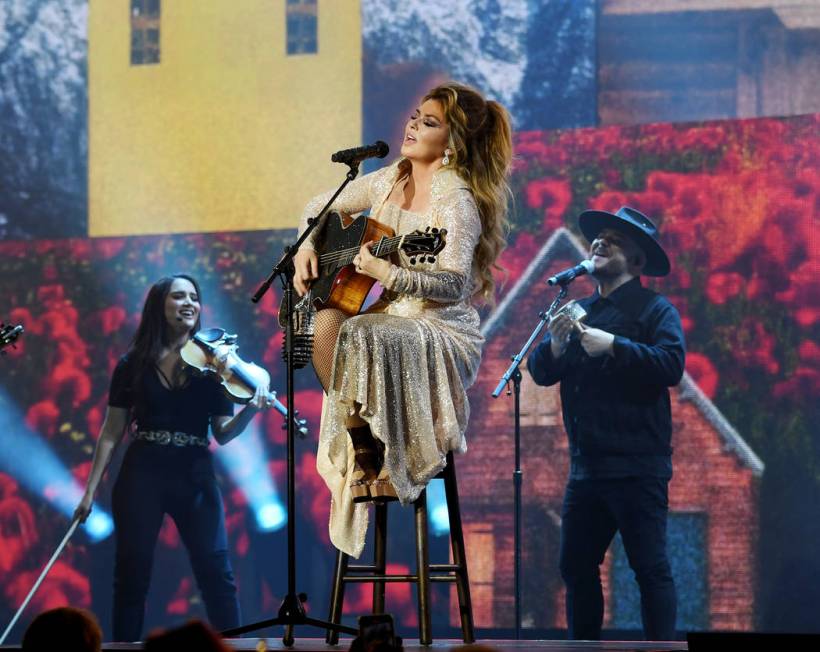 Shania Twain performs her "Let's Go" residency at Zappos Theater on Friday, Dec. 6, 2019. (Deni ...