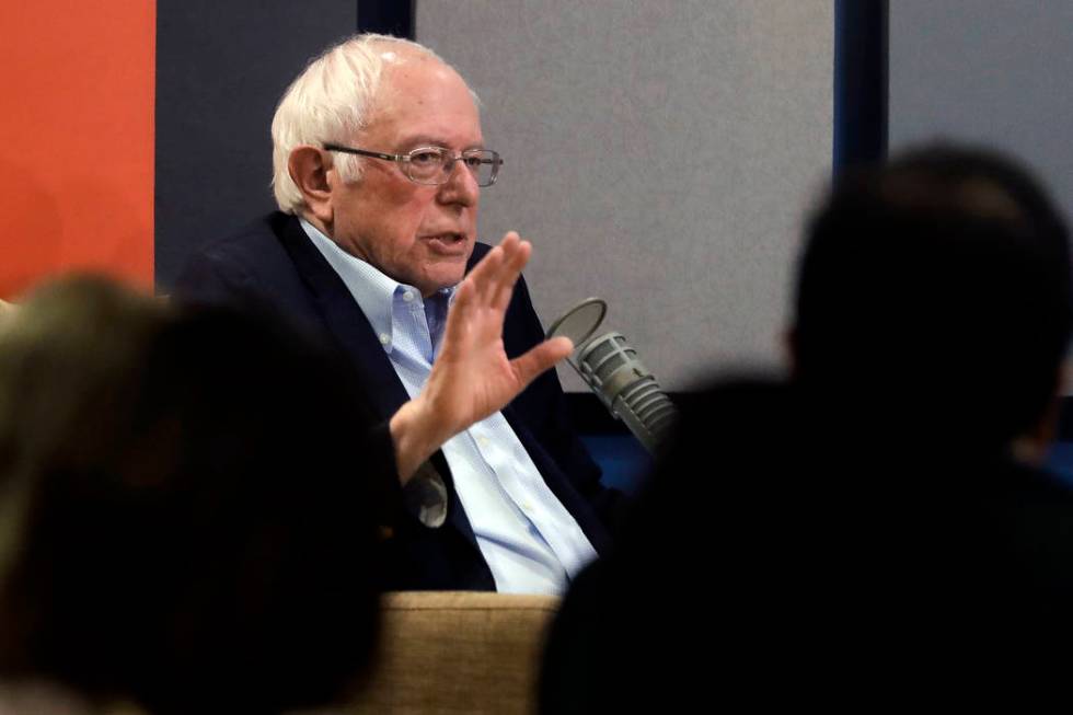 Democratic presidential candidate Sen. Bernie Sanders, I-Vt., speaks during a forum broadcast o ...