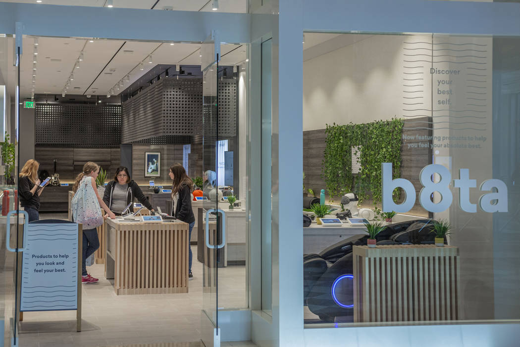 b8ta employees display new products at its new location at Forum Shops at Caesars Palace in Las ...