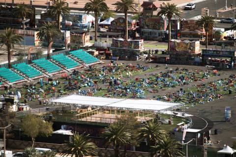 The concert grounds on the day after the Route 91 Harvest Festival shooting in Las Vegas, Oct. ...