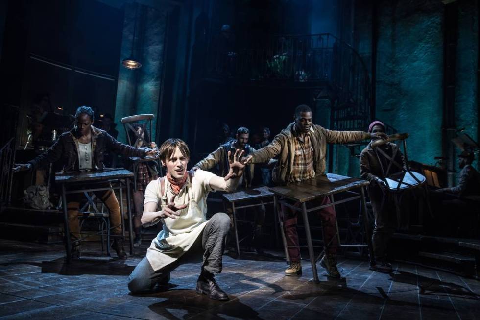 Reeve Carney and the original Broadway cast of "Hadestown." (Matthew Murphy)