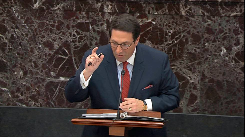 Personal attorney to President Donald Trump, Jay Sekulow, speaks during the impeachment trial a ...