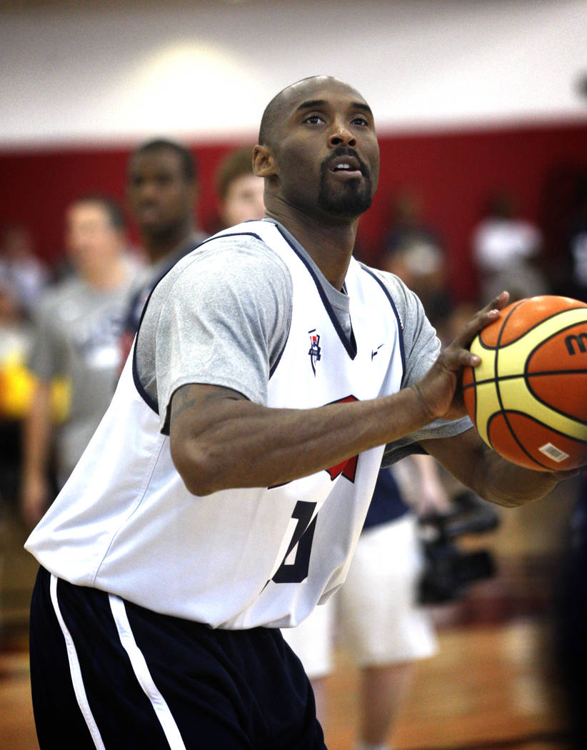 2012 USA Basketball Men's National Team player Kobe Bryant shoots during practice at the Menden ...