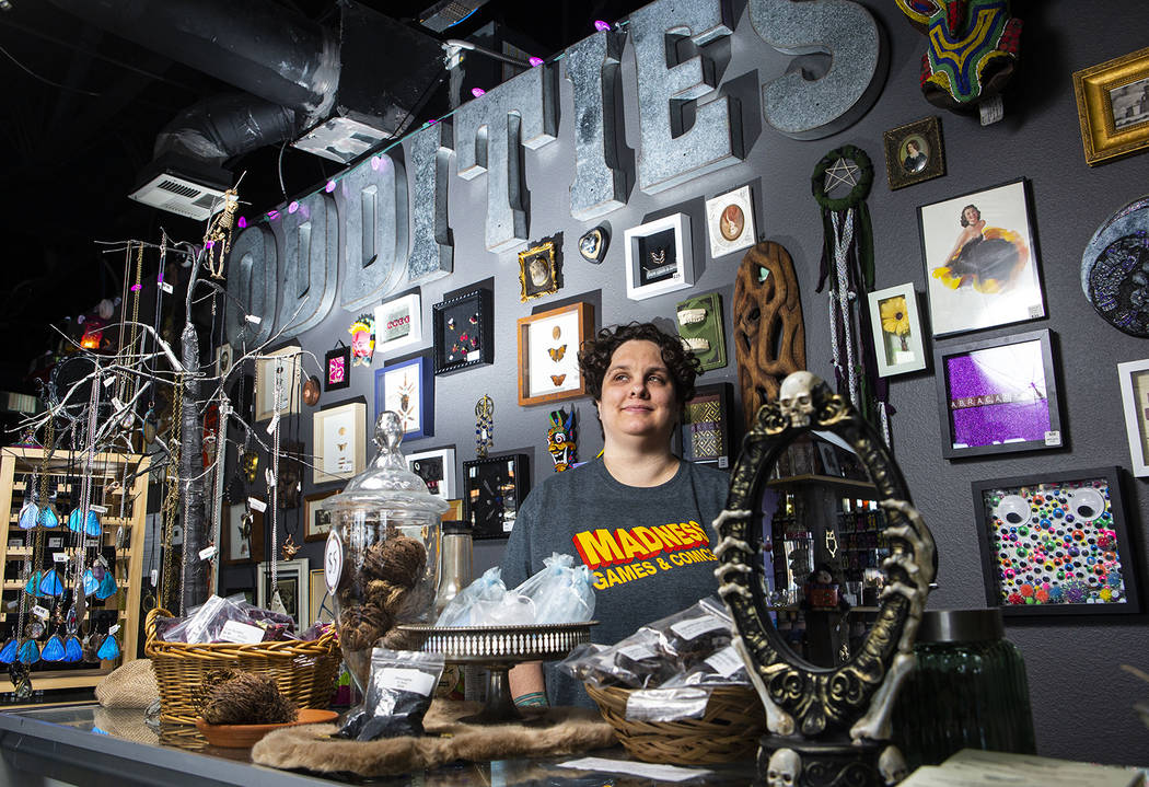 Las Vegas Oddities owner Van VanAlstyne poses for a portrait in her store in New Orleans Square ...