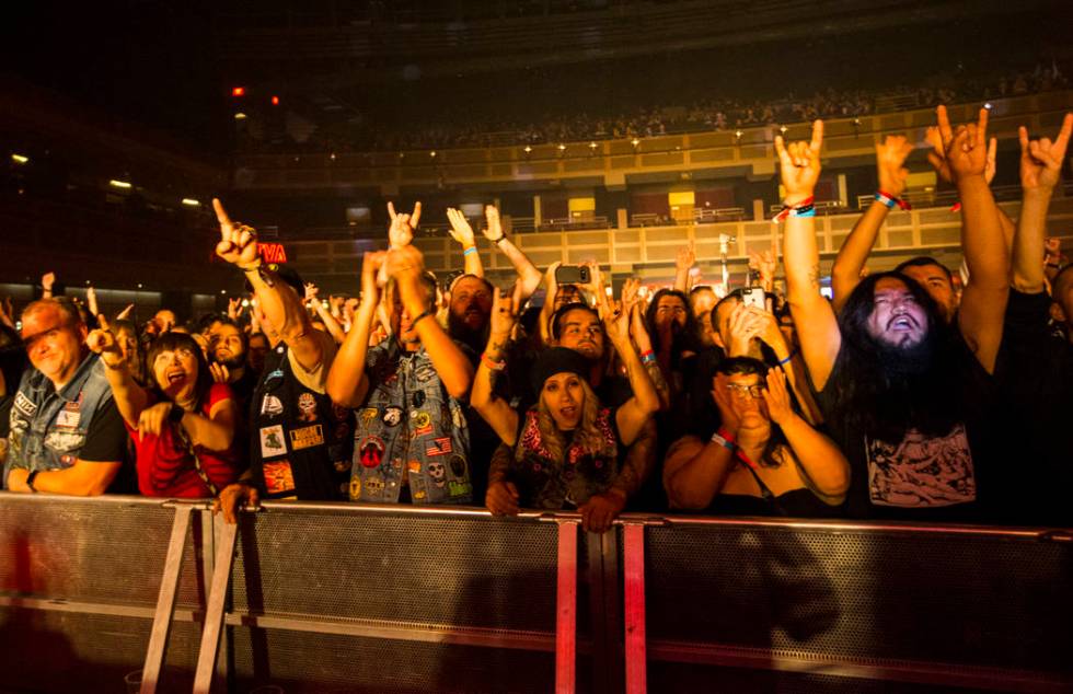 Fans cheer as Monolord performs at The Joint during Psycho Las Vegas at the Hard Rock Hotel in ...