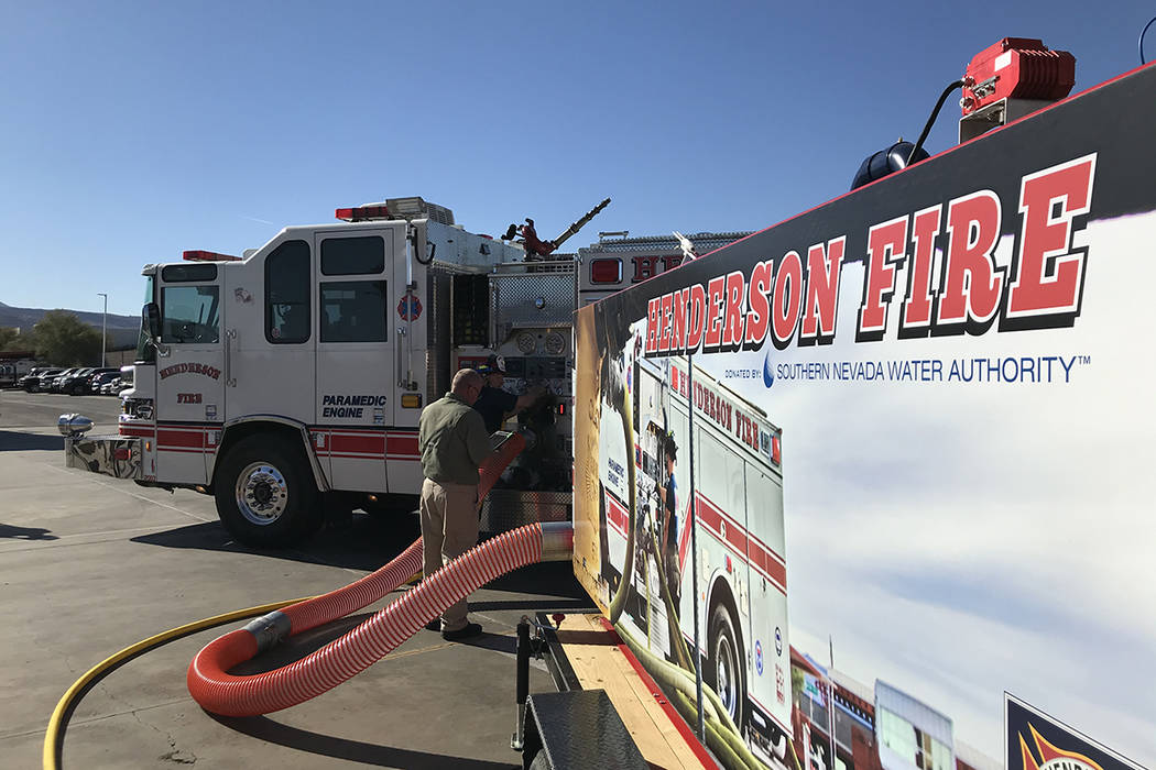 Officials demonstrate a water-saving training simulator on Monday, Jan. 27, 2020. (Blake Apgar/ ...