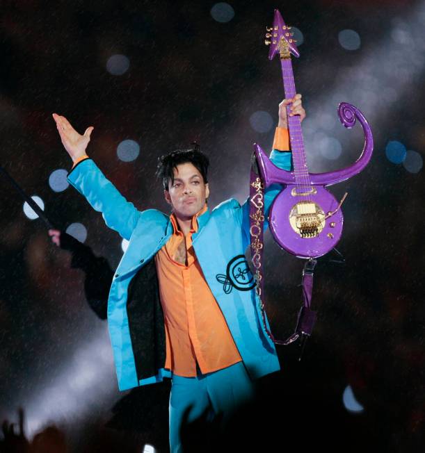 FILE - In this Feb. 4, 2007 file photo, Prince performs during halftime of the Super Bowl XLI f ...