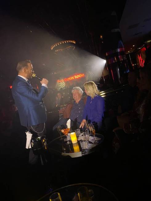 Mirage headliner Matt Goss is shown with comic Ron White at 1 Oak Nightclub at the Mirage on Su ...