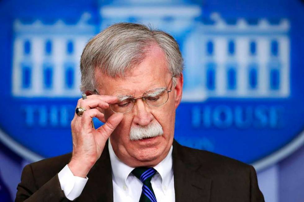 In a Nov. 27, 2018, file photo, National Security Adviser John Bolton speaks to reporters durin ...