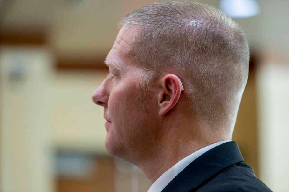 Former Henderson police officer Jared Spangler appears before the Nevada Court of Appeals at UN ...