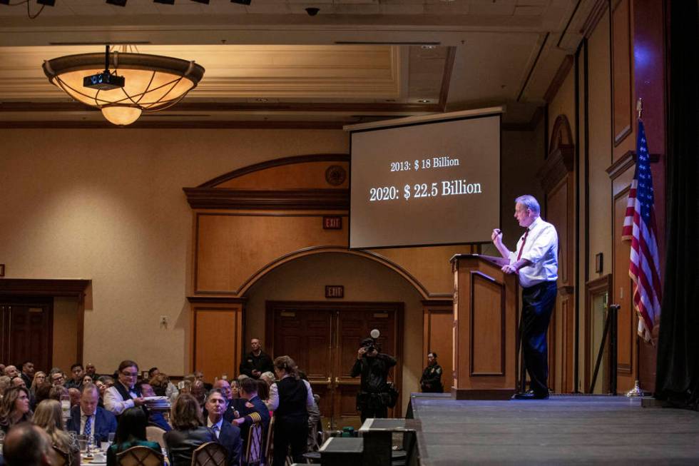 North Las Vegas Mayor John Lee speaks during the annual State of the City address at Texas Stat ...