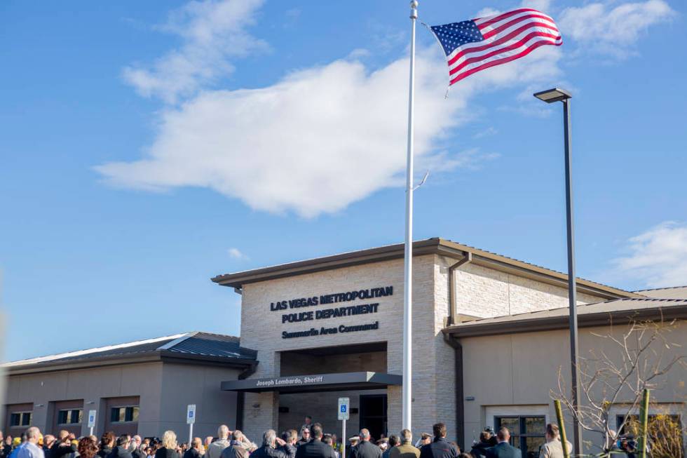 Sheriff Joseph Lombardo speaks during the official grand opening for the new Summerlin Area Com ...