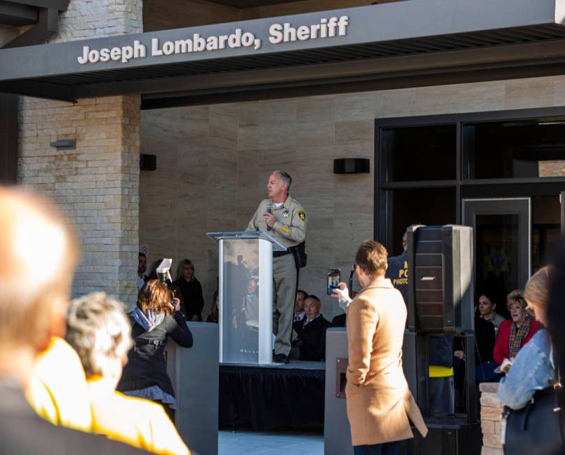 Sheriff Joseph Lombardo speaks during the official grand opening for the new Summerlin Area Com ...