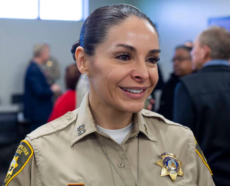 Summerlin Area Command Capt. Sasha Larkin greets members of the community during the official g ...