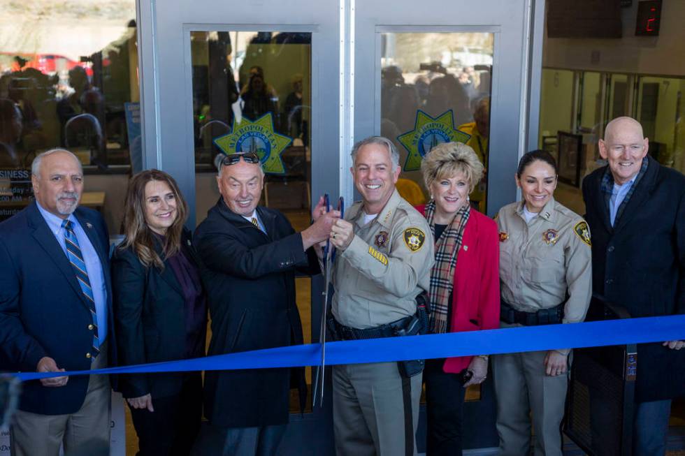 From left, Las Vegas City Councilman Stavros Anthony, councilwoman Victoria Seaman, president o ...