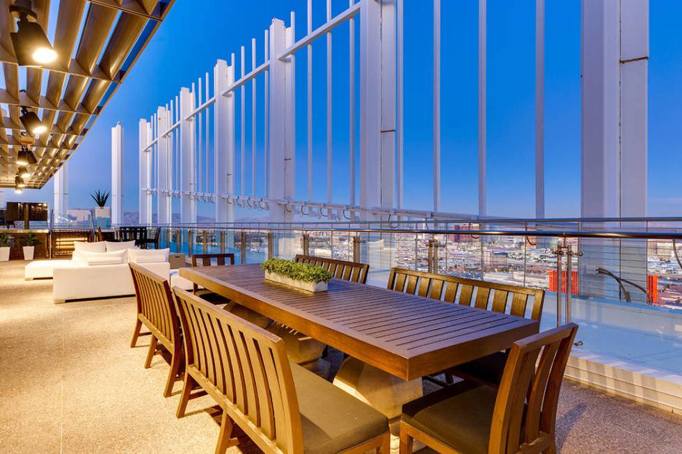 A perimeter terrace provides 360-degree views of Las Vegas and can accommodate hundreds of gues ...