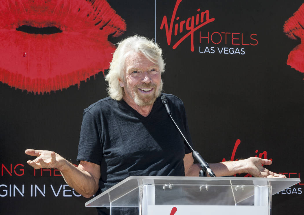 Virgin Group Founder Sir Richard Branson speaks at a press conference at the Hard Rock Hotel in ...