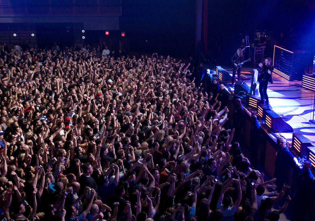 In this April 17, 2009, file photo, The Killers perform to a sold-out crowd during the opening ...