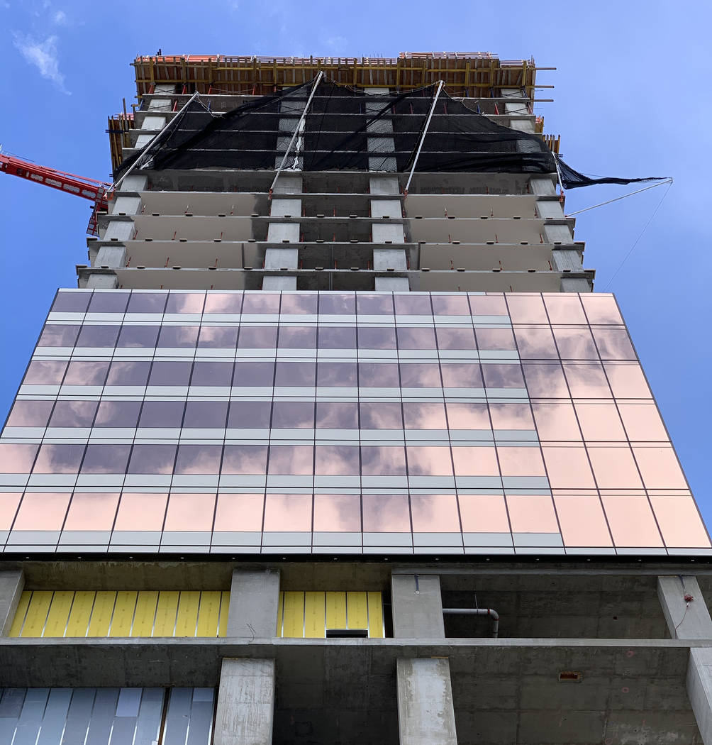 Circa, the new hotel-casino by owners Derek and Greg Stevens, is seen under construction on Wed ...