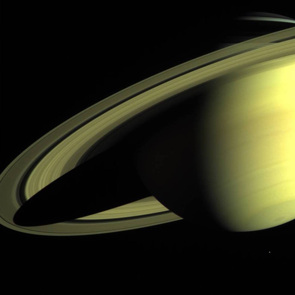 The Cassini-Huygens spacecraft returned this image of Saturn on Sunday, May 16, 2004, taken wit ...